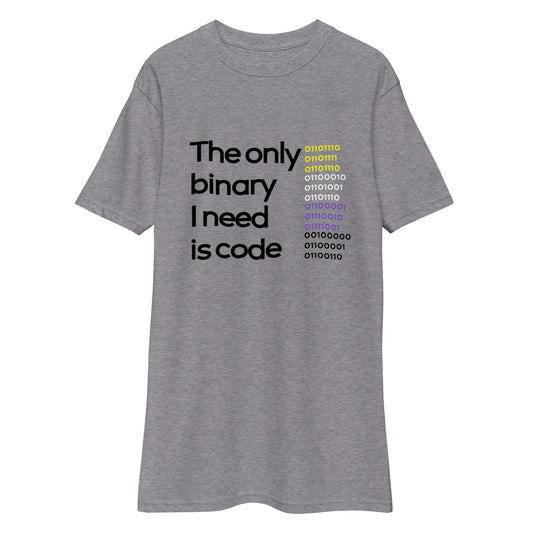 The only binary is code heavy t-shirt